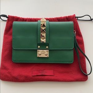 VALENTINO Glam Lock Clutch Leather